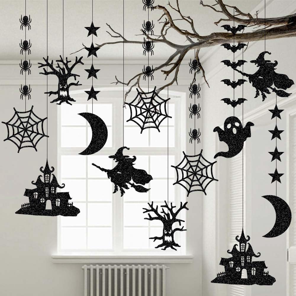 HASTHIP® 6Pcs Halloween Spooky Ornaments Hanging Garland Ornaments, 6 Designs, Halloween-themed Wall Decor for Window, Ceiling, Festive Hanging Decor for Party & Home HASTHIP® 6Pcs Halloween Spooky Ornaments Hanging Garland Ornaments, 6 Designs, Halloween-themed Wall Decor for Window, Ceiling, Festive Hanging Decor for Party & Home